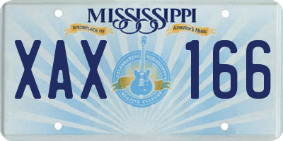 MS license plate XAX166