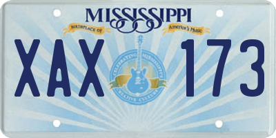 MS license plate XAX173