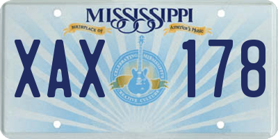 MS license plate XAX178