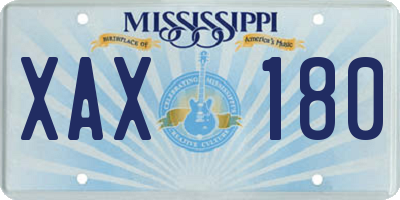 MS license plate XAX180