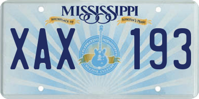MS license plate XAX193