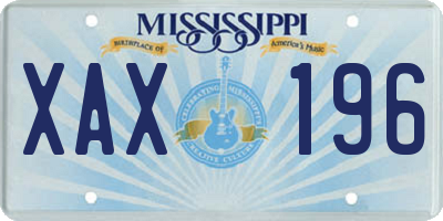 MS license plate XAX196