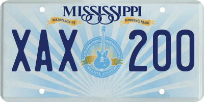MS license plate XAX200