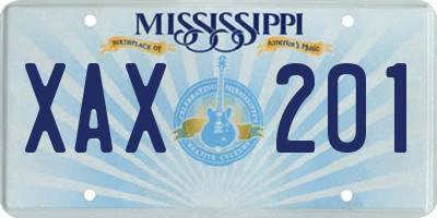 MS license plate XAX201