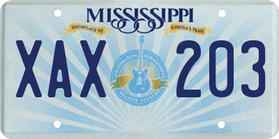 MS license plate XAX203