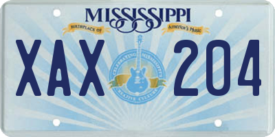 MS license plate XAX204