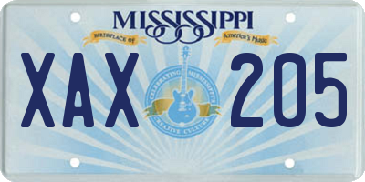 MS license plate XAX205