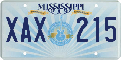 MS license plate XAX215