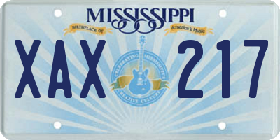 MS license plate XAX217