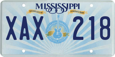 MS license plate XAX218
