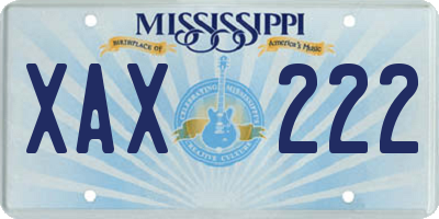 MS license plate XAX222