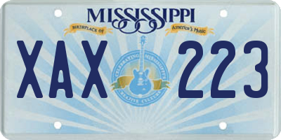 MS license plate XAX223