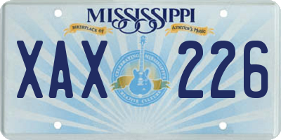 MS license plate XAX226