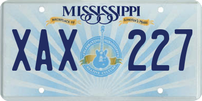 MS license plate XAX227