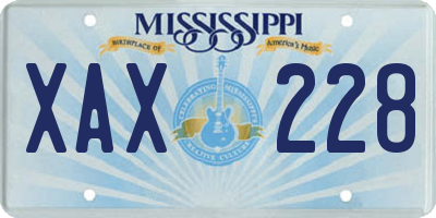 MS license plate XAX228