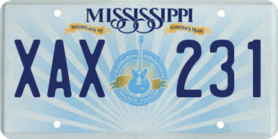 MS license plate XAX231