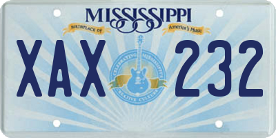 MS license plate XAX232