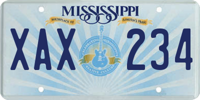 MS license plate XAX234