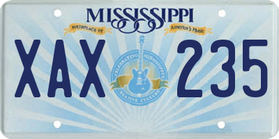 MS license plate XAX235