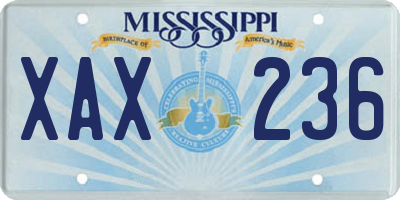 MS license plate XAX236