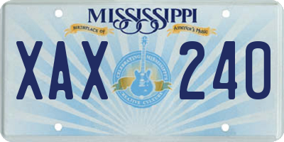 MS license plate XAX240