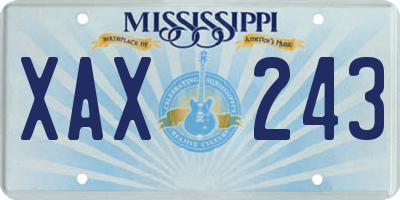 MS license plate XAX243