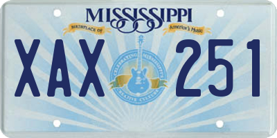 MS license plate XAX251