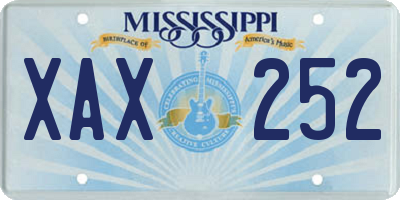 MS license plate XAX252
