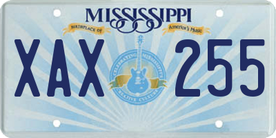 MS license plate XAX255
