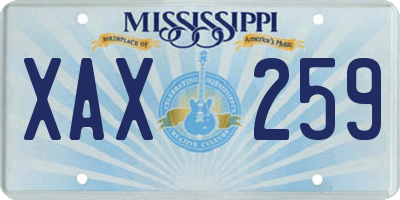 MS license plate XAX259