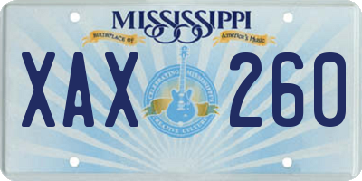 MS license plate XAX260
