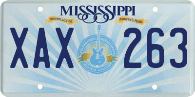MS license plate XAX263