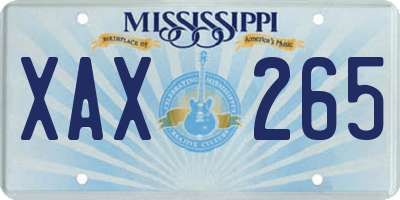 MS license plate XAX265