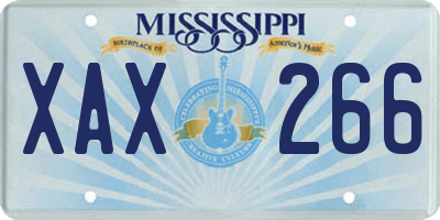 MS license plate XAX266