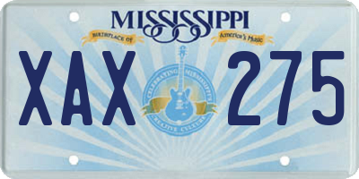 MS license plate XAX275