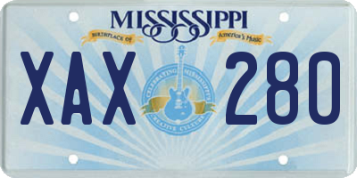 MS license plate XAX280