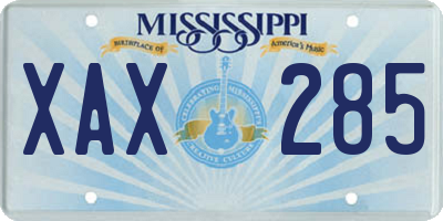 MS license plate XAX285