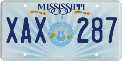 MS license plate XAX287