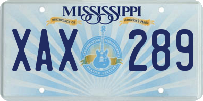 MS license plate XAX289