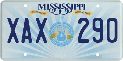 MS license plate XAX290