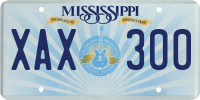 MS license plate XAX300