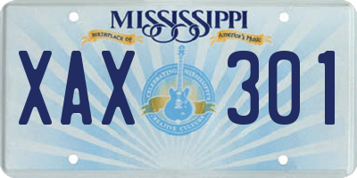 MS license plate XAX301