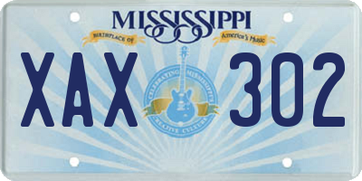 MS license plate XAX302