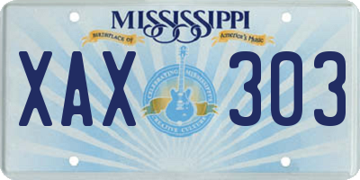 MS license plate XAX303
