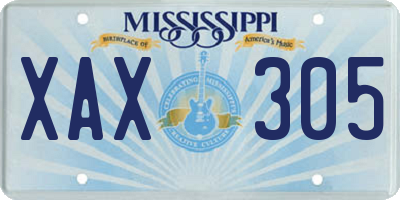 MS license plate XAX305