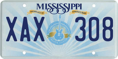 MS license plate XAX308