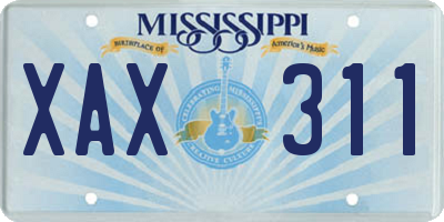 MS license plate XAX311