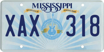 MS license plate XAX318