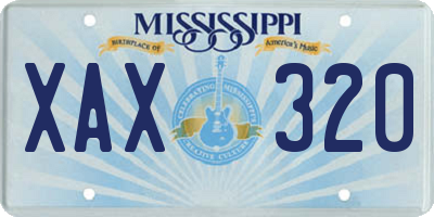 MS license plate XAX320