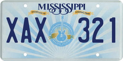 MS license plate XAX321